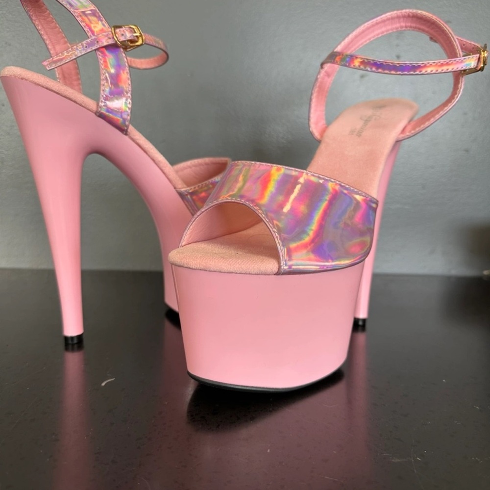 Holographic Pink Platform Heels